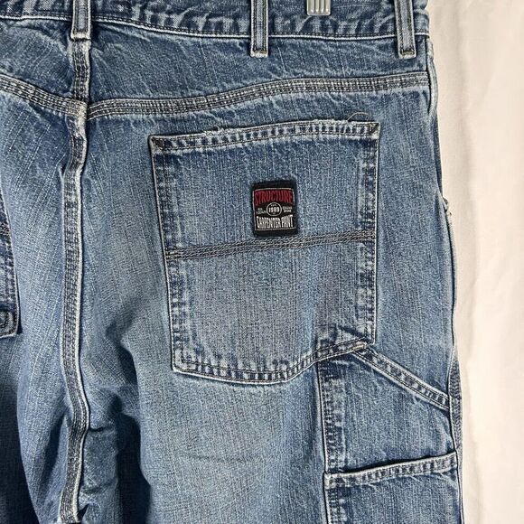 Vintage Structure Carpenter Jeans Men's 38X29 Medium Wash Distressed 100% Cotton - Picture 7 of 14